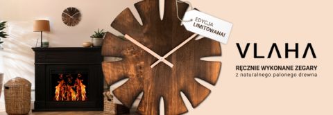 VLAHA ręcznie wykonane zegary z naturalnego palonego drewna